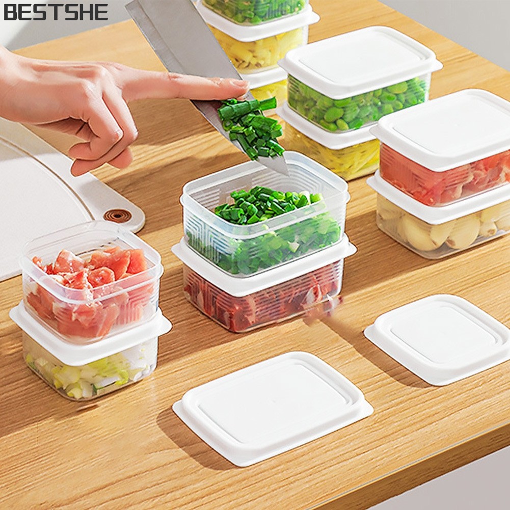 <bestshe> Crisper Box Storage Box Food Sealed Box Clear Freezer Safe Dispenser