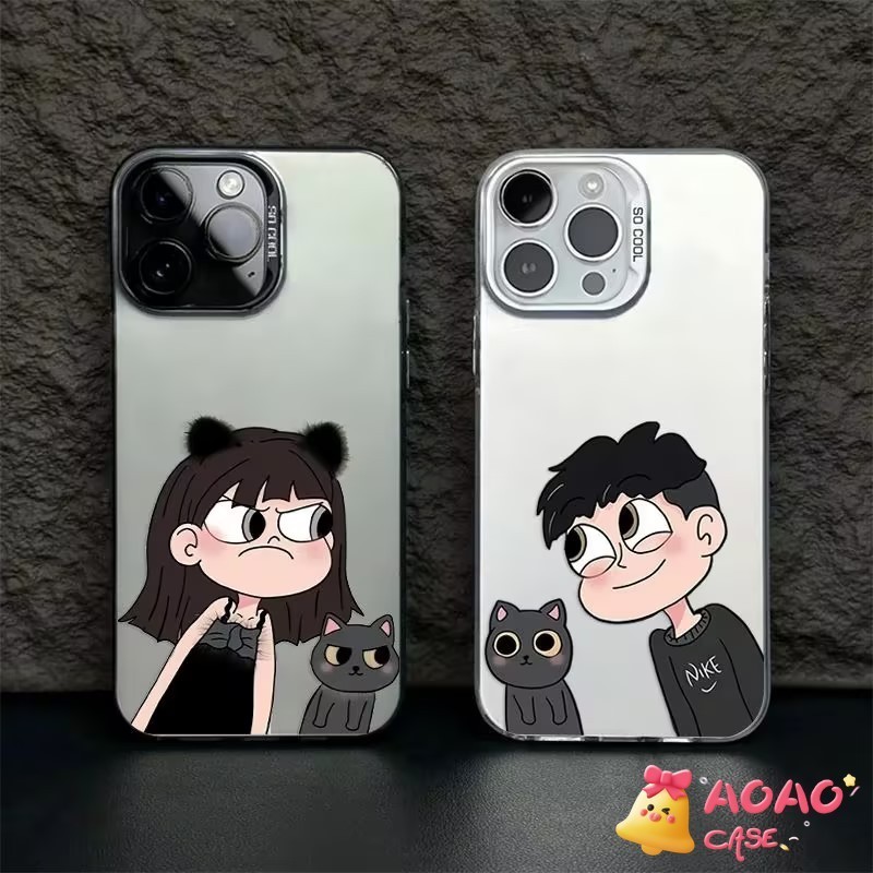 เคสไอโฟน15 สำหรับ iPhone 11 16 15 13 12 14 Pro Max 7 16 8 15 14 Plus XR X XS Max SE 2020 ตลกคู่รักที่น่ารัก