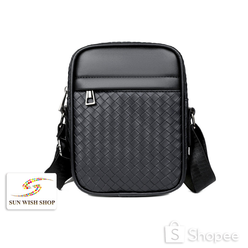 Sunwish SWS-11032 แนวตั้งใหม่นูนทอหนัง Man Sling Bag กระเป๋าสะพายลําลอง