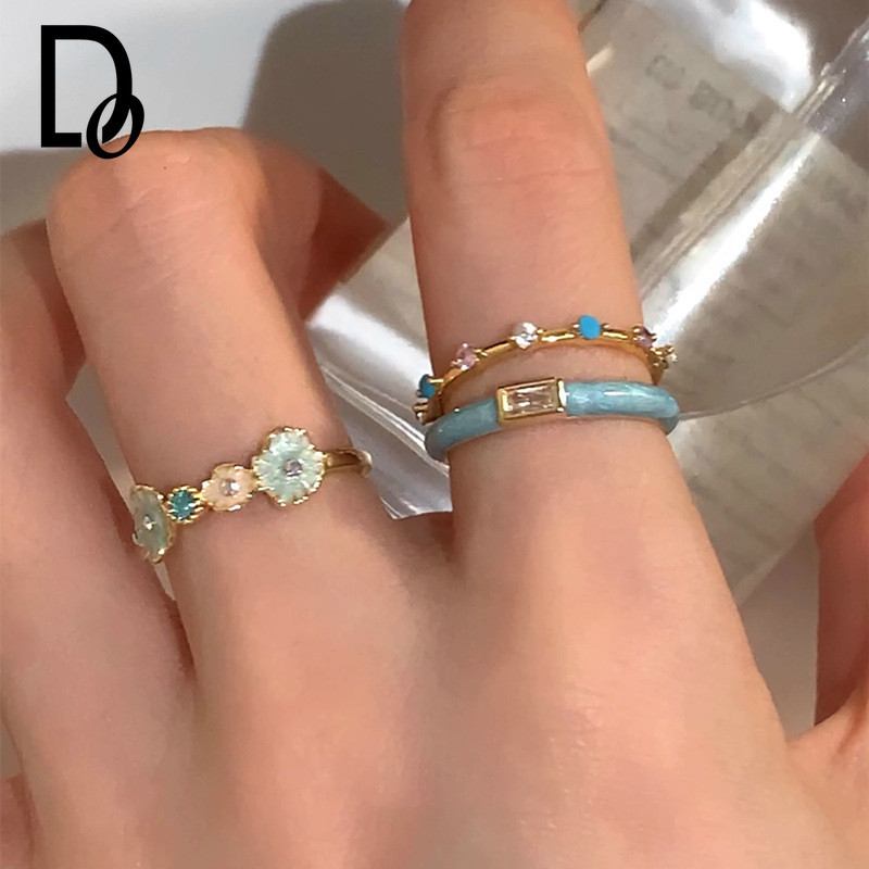 Dincior 1 PC เคลือบผู้หญิงสาวคริสตัลดอกไม้แหวนปรับคริสตัลเปิดแหวนอุปกรณ์เสริมเครื่องประดับ