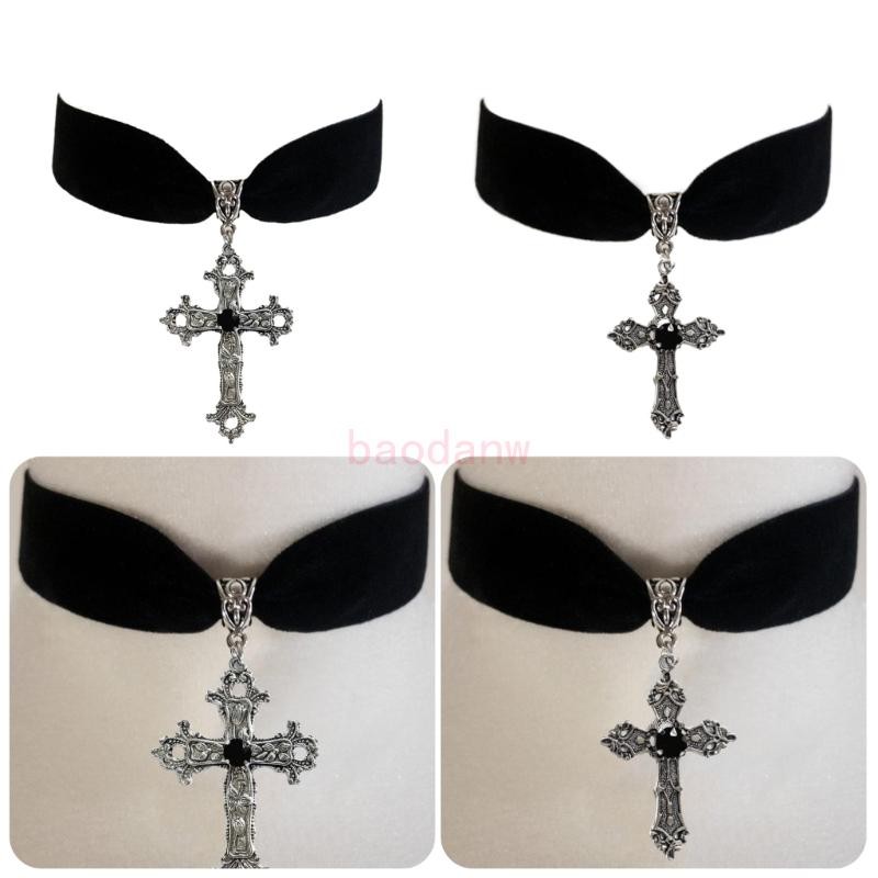 Ppy Gothic สไตล์วินเทจ Clavicle Chain กํามะหยี่สีดํา Choker สําหรับเครื่องประดับฮาโลวีน