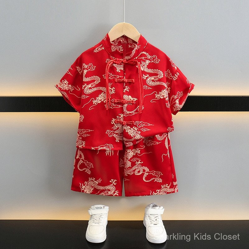 เสื้อผ้าเด็กเสื้อผ้าเด็ก Hanfu เสื้อผ้าปีใหม่ CNY เสื้อผ้าเด็กเสื้อผ้าเด็ก Hanfu ชุดฤดูร้อนสำหรับเด็กฤดูร้อนสไตล์จีนใหม่สไตล์จีนชุดราชวงศ์ถังชุดเดรสอายุ1ขวบ