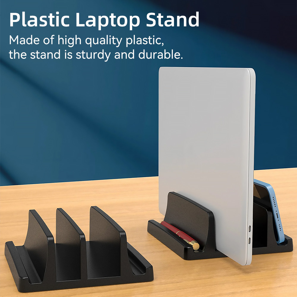 ปรับสก์ท็อปแนวตั้งแล็ปท็อปยืนพลาสติกแบบพกพายืนสําหรับแท็บเล็ต/แล็ปท็อป/โทรศัพท์มือถือประหยัดพื้นที่อุปกรณ์เสริม