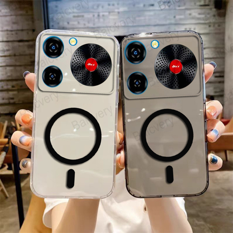 ปลอกสําหรับ ZTE Nubia Music Z2353 สีดําใสนุ่ม TPU ฝาหลังพร้อมสติกเกอร์แม่เหล็ก