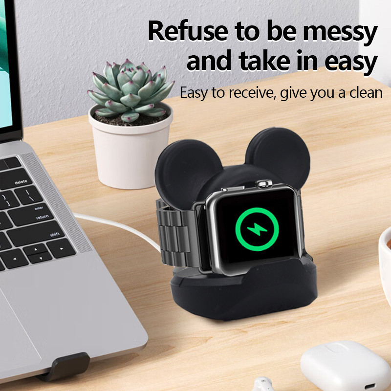 แท่นชาร์จซิลิโคนสําหรับ iWatch Series 10 9 8 7 6 SE Ultra 2 แท่นชาร์จเดสก์ท็อป Dock Station ที่วางสายชาร์จ