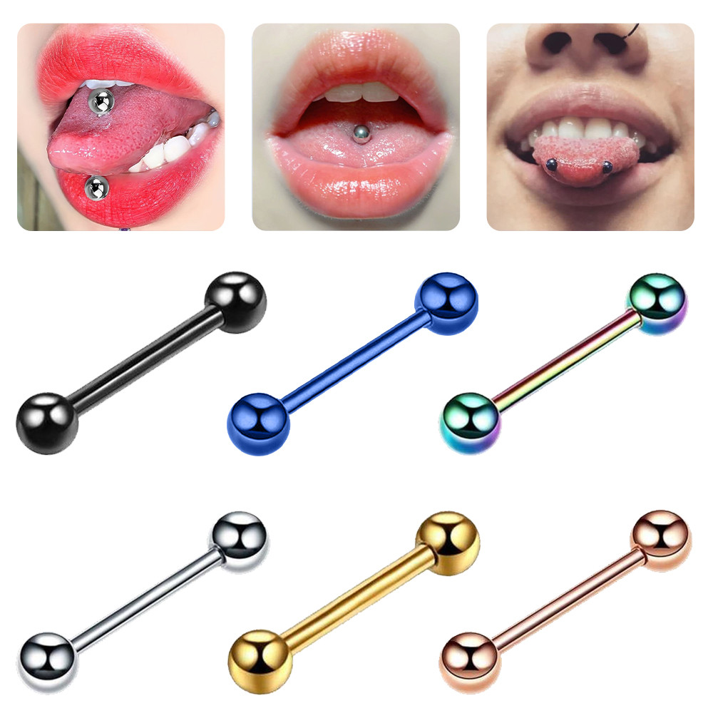 สแตนเลส Barbell กระดูกอ่อนเจาะ 14G หูกระดูกเจาะ 1 ชิ้น Antiภูมิแพ้เจาะลิ้น