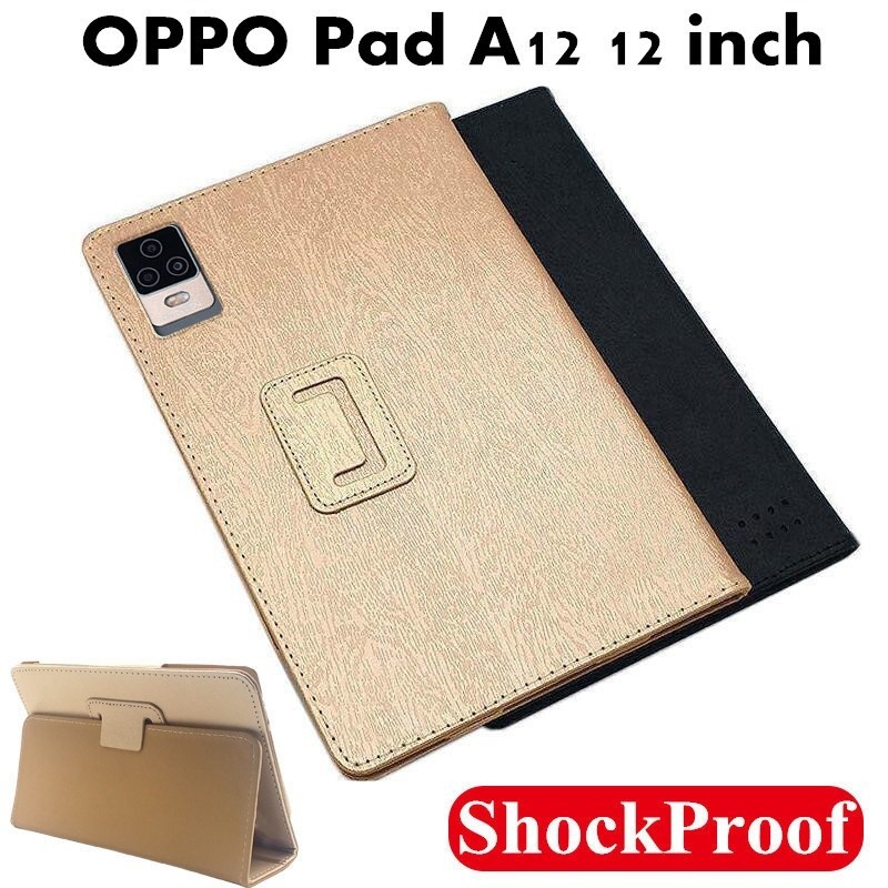 Oppo Pad Tab A12 12 นิ้วฝาครอบรูปแบบผ้าไหมพลิกขาตั้งแบบพับได้เคสป้องกันแบบเต็มตัว