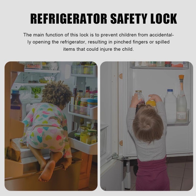 1/2 ชิ้นล็อคประตูตู้เย็น / ตู้เย็นประตูตู้ยึดหัวเข็มขัด / ตัวป้องกันเด็กปุ่มคู่ ที-พิมพ์ - รูปที่ 5