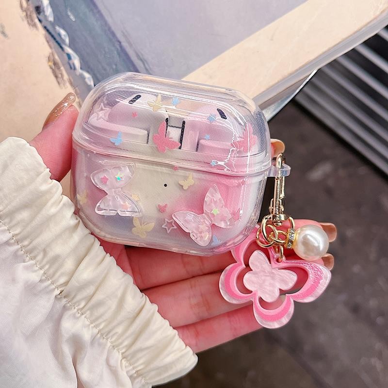 คุณภาพดีDreamy สีสันไล่โทนสี DIY ตกแต่งหูฟังสําหรับ Samsung Galaxy Buds 3/3Pro ฝาครอบโซ่พิเศษ Soft TPU