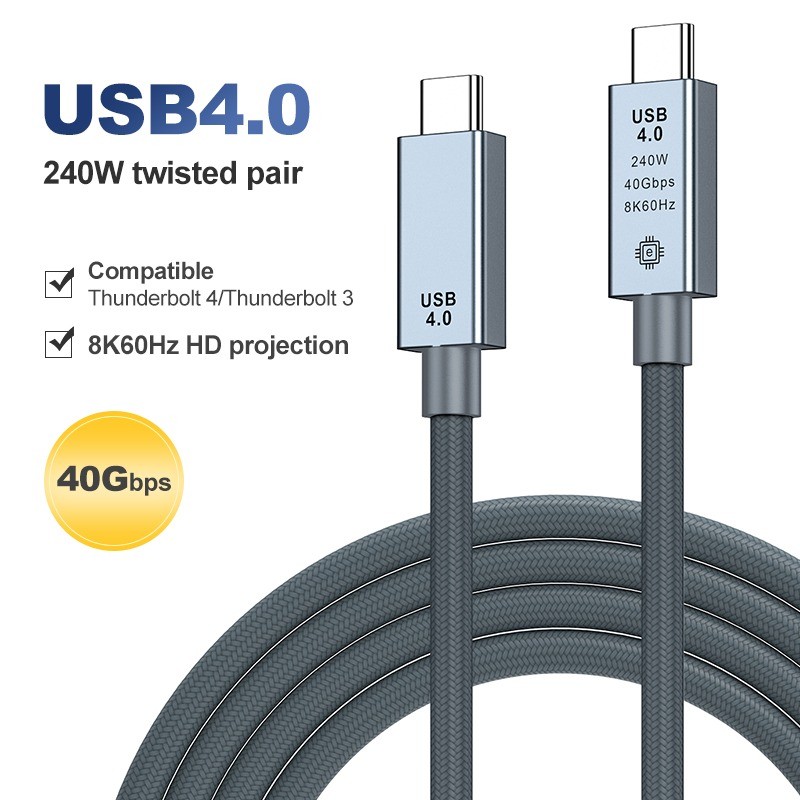 8k @ 60Hz USB4 สาย Type C ถึง Type C 240W Fast Charging 40Gbps Data Transfer สาย USB C ถึง USB C Monitor สายไฟใช้งานร่วมกับ Thunderbolt3/4