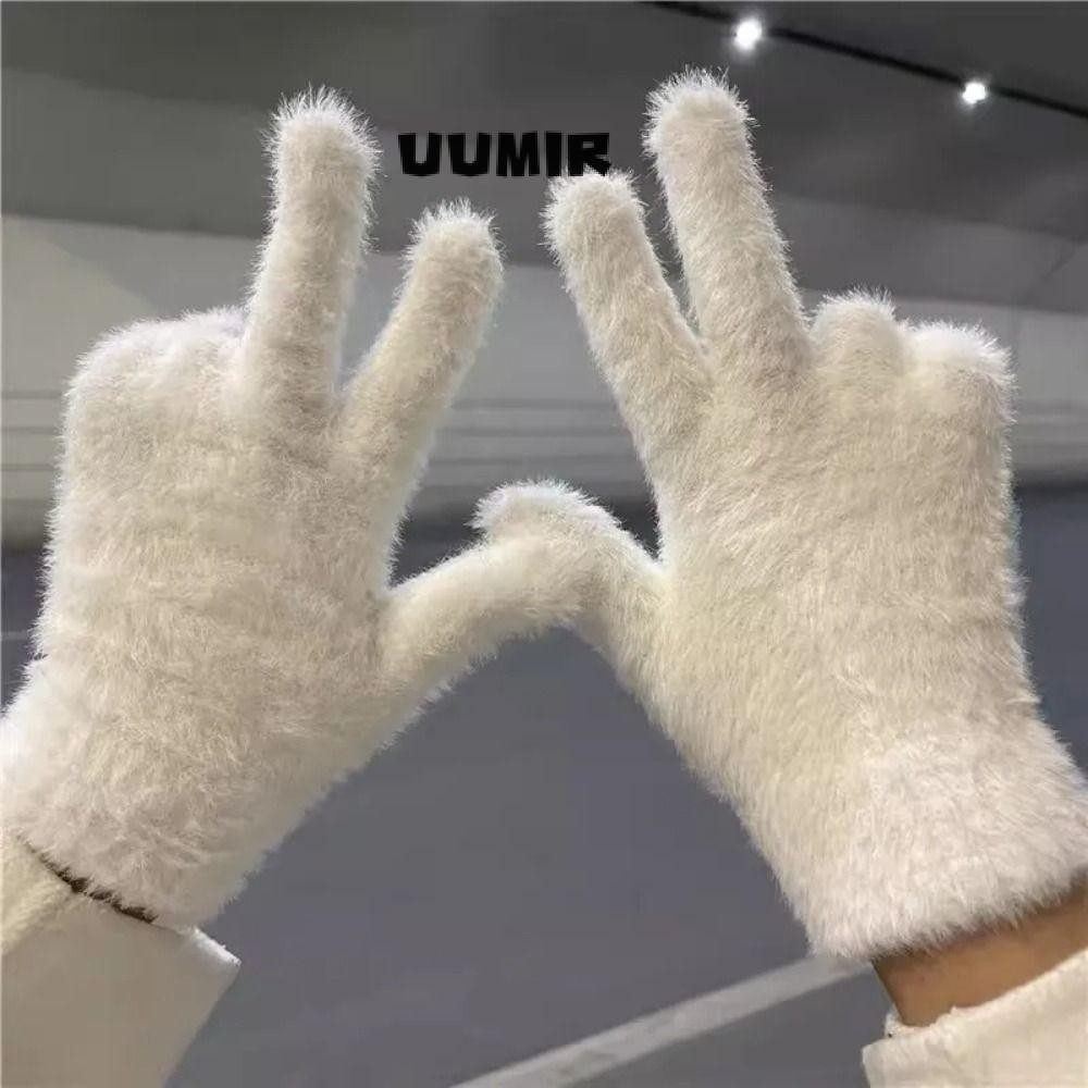 ยูมิร์ ถุงมือถัก,ถุงมือหน้าจอสัมผัสเย็นหนา,แฟชั่นอบอุ่นปะการังกํามะหยี่ระบายอากาศถุงมือกันลื่นฤดูหนาว