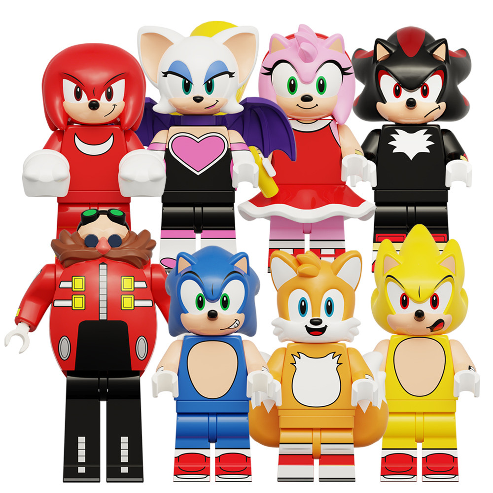 โซนิคใหม่ดร. Eggman Amy Rose Rouge The Bat Nakkurusu Hedgehog Building Blocks ของเล่นฟิกเกอร์