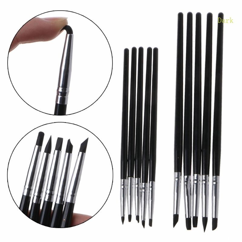 Dark ซิลิโคน Clay Shaping ปากกา 5 ชิ้น Clay Shapers ขี้ผึ้งแกะสลัก Sculpting ภาพวาดเครื่องมือ