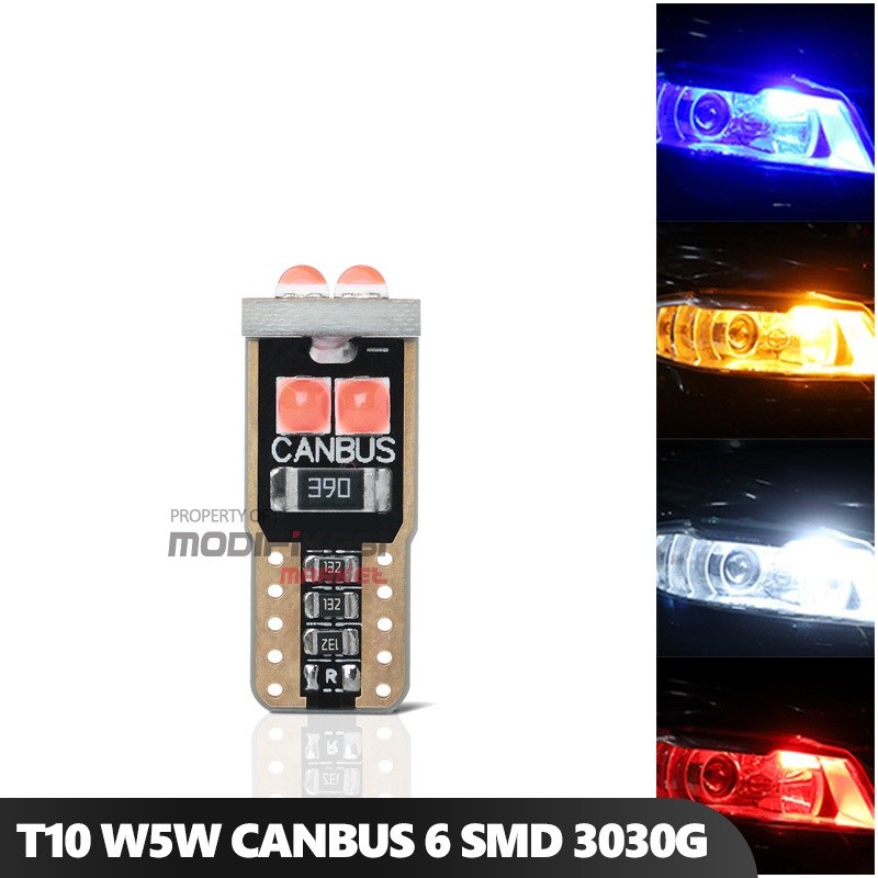 ไฟเลี้ยว LED สําหรับ City Cabin Dusk ภายในแผ่น T10 W5W CANbus 6 SMD 3030G ซิลิโคนทนทานยิ่งขึ้น DC12V