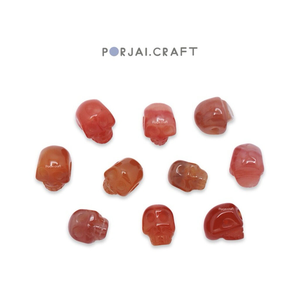 Carnelian Skull Bead ลูกปัดหัวกะโหลกคาร์เนเลี่ยน 11mm