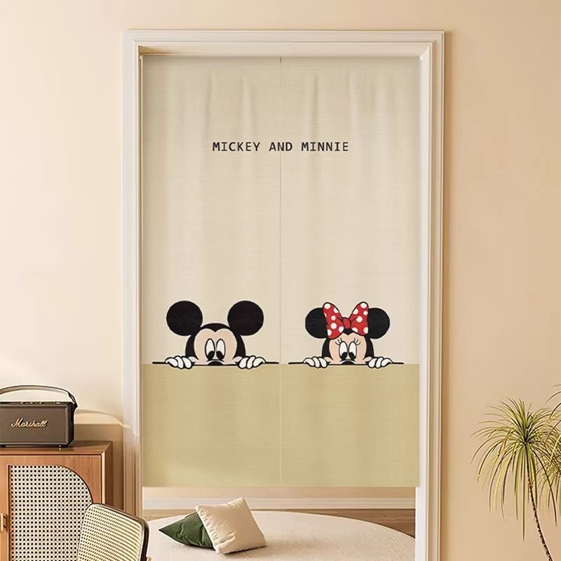 🌈Door curtain with rod ดาราออนไลน์ใหม่มิกกี้การ์ตูนมิกกี้เมาส์ผ้าม่านประตูผ้าครอบคลุมบ้านฟรีเจาะห้องนอนความเป็นส่วนตัวผ้าม่านกั้นห้องน่าเกลียด