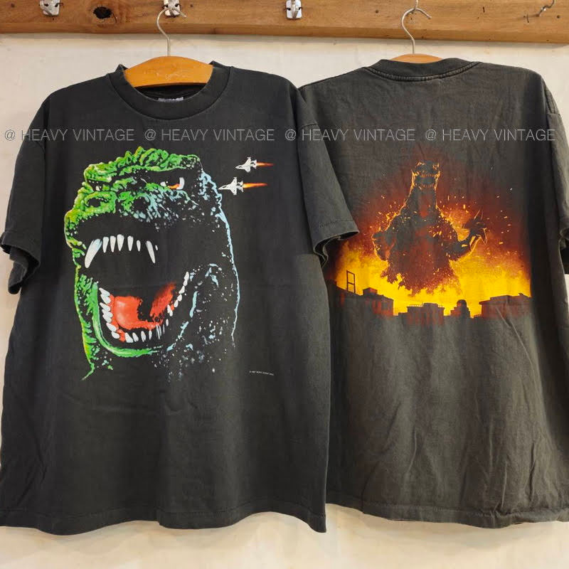 Godzilla Classic Toei's Legendary Kaiju Bio Wash tag USA เสื้อวินเทจ เสื้อหนังตำนาน ก็อตซิลล่า heavy vintage shirt