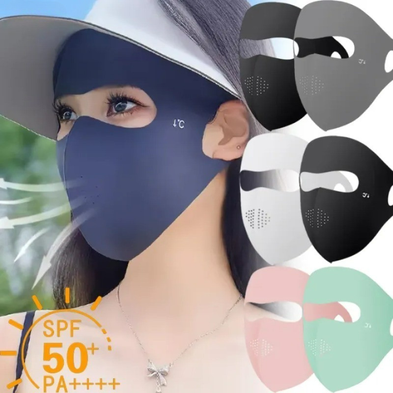 หน้ากากกันแดดแบบปรับได้-ผ้าระบายความร้อนสําหรับฤดูใบไม้ผลิ/ฤดูร้อนพร้อมการป้องกัน เอสพีเอฟ,ผ้าคลุมแบบเต็มหน้าน้ําหนักเบาสําหรับชายหาด/เดินป่า