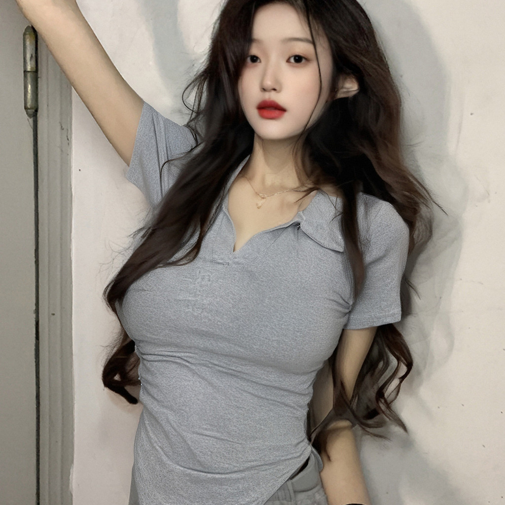 เสื้อยืดวินเทจคอวีแขนสั้น ใส่แล้วดูผอม ราคา ถูกที่สุด ดีลบีเคเค แกลเลอรีภาพที่ 3