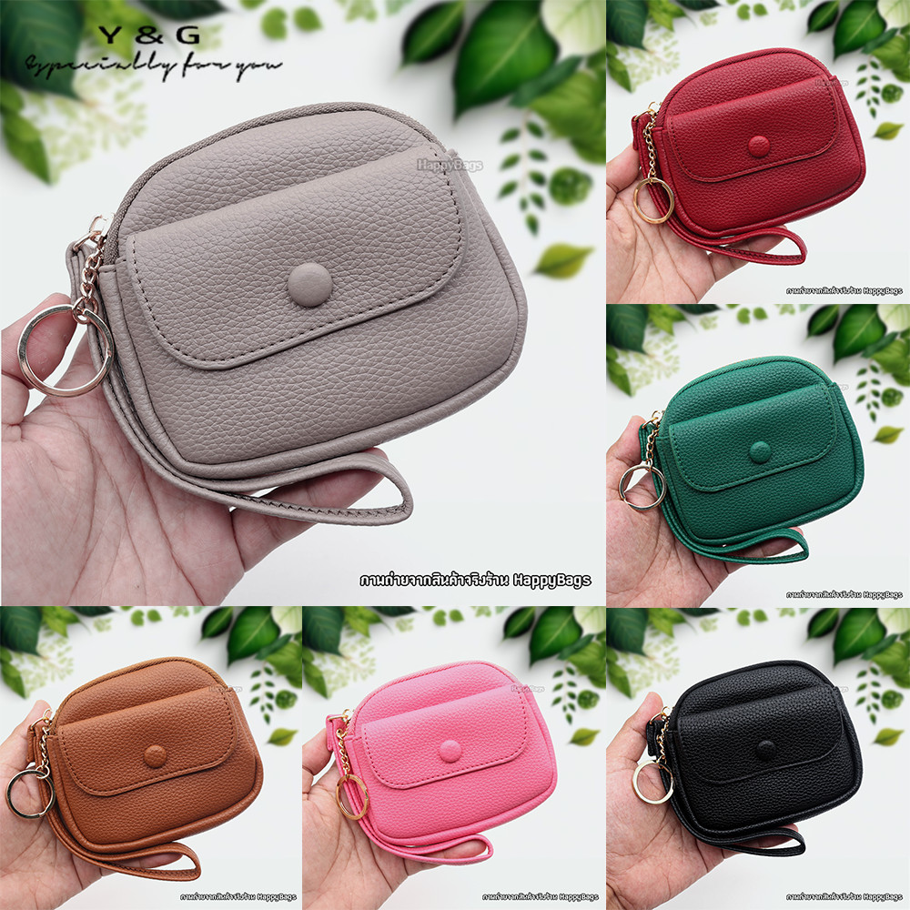 กระเป๋าสตางค์ใบสั้น Y&G มีสายคล้องมือหนังPUนิ่ม COD เก็บเงิยปลายทาง