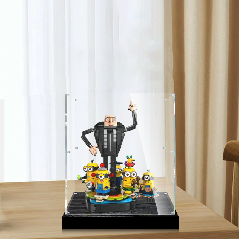 กล่องแสดงอะคริลิค กล่องเก็บเคสใสสําหรับ Lego 75582 Gru และ Minions