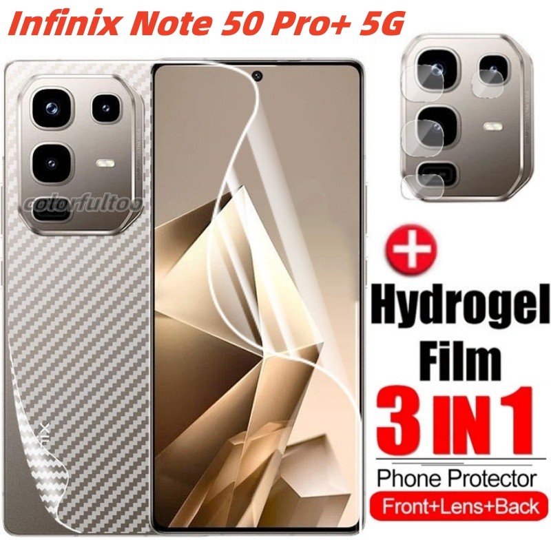 3in1 ด้านหน้ากลับคลุมทั้งหมดป้องกันฟิล์มHydrogelสําหรับInfinixหมายเหตุ 60 50 Pro + Plus 50x 50S Note50Pro 60Ultra NoteEgde 4G 5Gด้านหลังเลนส์กล้องป้องกันหน้าจอป้องกันฟิล์ม