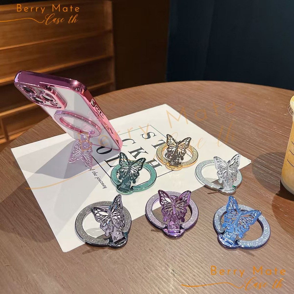 การชาร์จ แม่เหล็กติดโทรศัพท์ ขาตั้งเคสมือถือ แหวนแม่เหล็วงเพชรผีเสื้อ ใช้พร้อมกับโทรศัพท์หลายรุ่นได้ สะดวกการวางโทรศัพท์ - รูปที่ 7