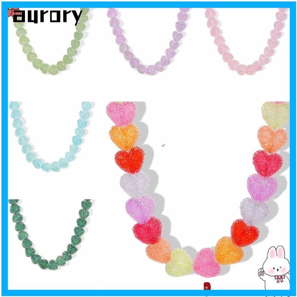 AURORY สร้อยคอหัวใจหลากสี Candy, บุคลิกภาพ Charms ของขวัญฤดูร้อน Choker, เครื่องประดับเรซิ่นสําหรับผู้หญิง