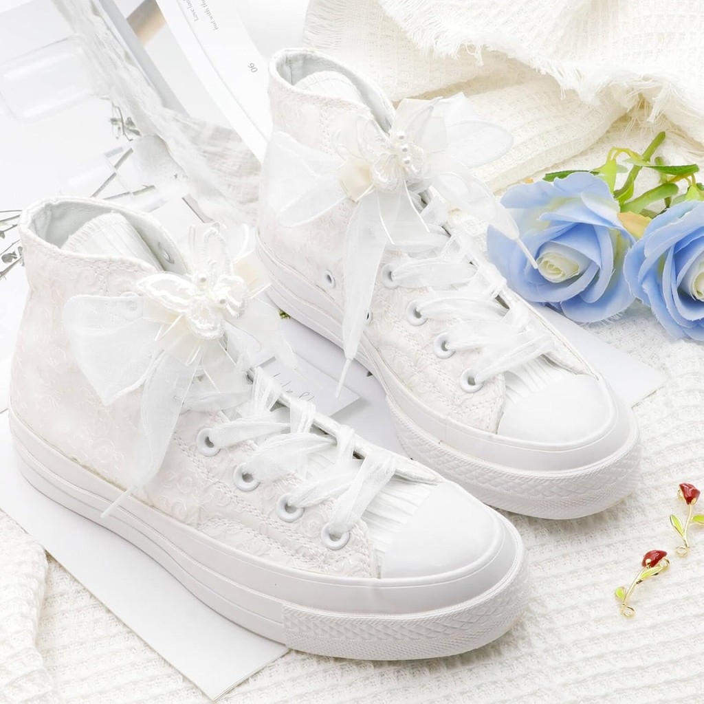 1 คู่แบน Sheer รองเท้า Laces กว้าง 4 ซม.แฟชั่นเส้นด้ายหิมะ Shoelaces ลูกไม้แฟนซี Shoelace สําหรับผู้หญิงสาวรองเท้าอุปกรณ์เสริม - รูปที่ 4