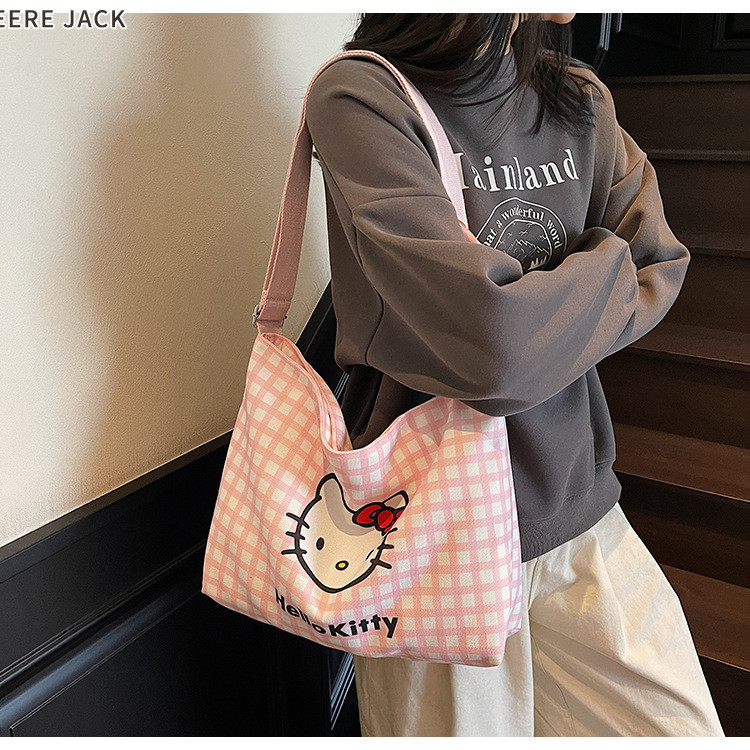Deere Jack Cute Hello Kitty Tote Bag Women Fashion Durable Canvas Shoulder Bag