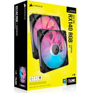 CORSAIR iCUE LINK RX140 RGB Black 2x140mm Starter Kit PWM Fa…