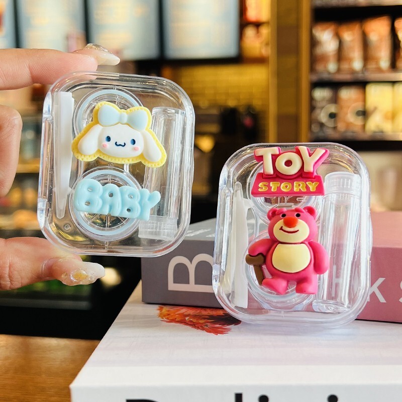 High-End Feeling แบบพกพาคอนแทคเลนส์ขนาดเล็กน่ารักสาวหัวใจ Companion Storage High-End โปร่งใสสีคอนแทค