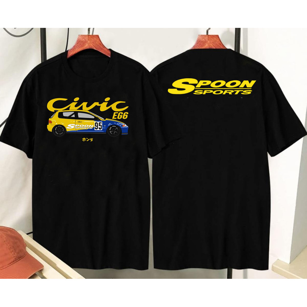 Civic EG8 Spoon Premium Car Pattern Cotton Print Crew Neck T-Shirt S-5XL