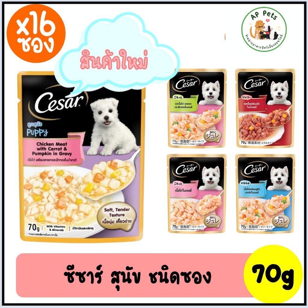 (AP) (ยกกล่อง16ซอง)Cesar ซีซาร์ อาหารสุนัขเปียก แบบซอง 70g