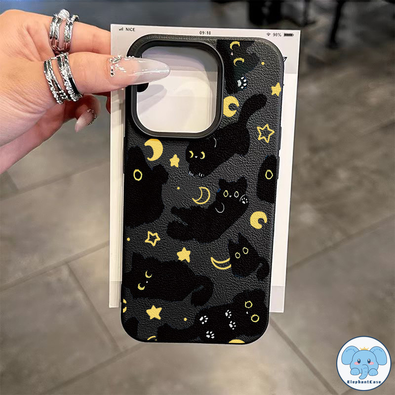เคสไอโฟน 11 สำหรับ IPhone 17 air 11 13 16 15 12 14 Pro Max XR XS X Max 16 7 15 8 Plus เคสลายการ์ตูนแมวสุดเท่สีดำ