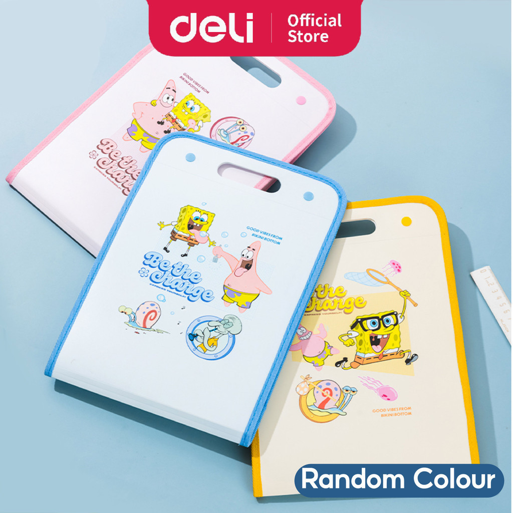 Deli SpongeBob SquarePants Series ขยายแฟ้ม A4 7 ช่องอุปกรณ์การเรียนน่ารัก Fail ผู้ถือเอกสาร EF611
