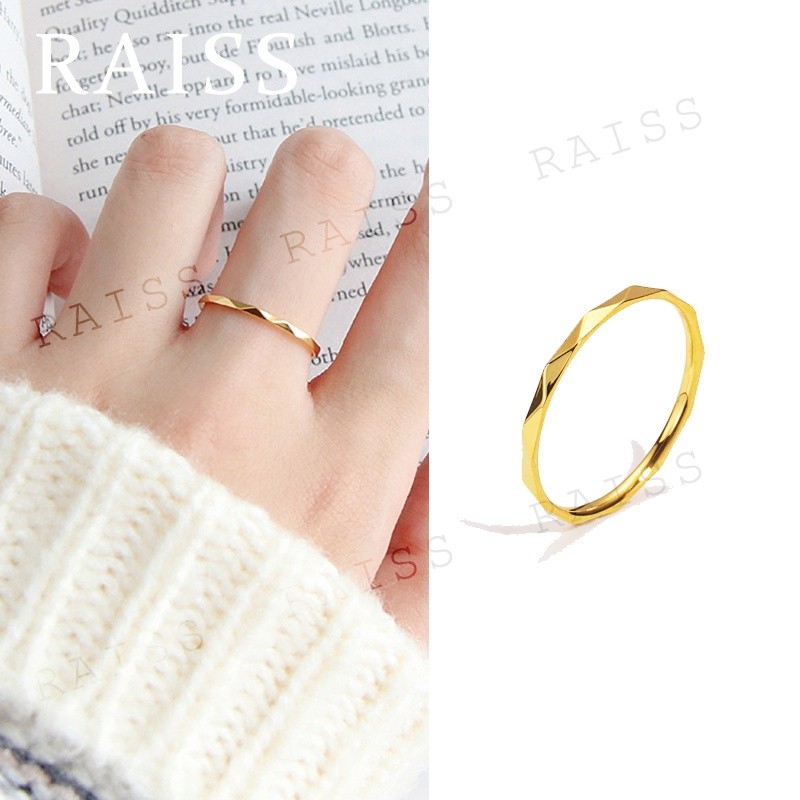 RAIS Simple Wavy Diamond Pattern Ring Thin Ring Fashion Chic Gold Plain Ring Tail Ring Not Fade