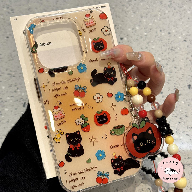 การ์ตูนน่ารักลูกแมวดำโปร่งใสนุ่ม เคส iPhone 13 16 11 15 14 12 Pro Max 7Plus 16 6s 14 8 6 7 15 Plus XR X XS Max SE 2020