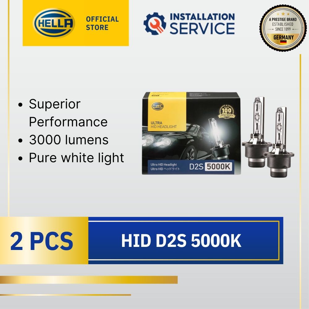 HELLA HID Xenon Headlight Bulb D2S 5000K 8GS 178 560-862 (2 bulbs)