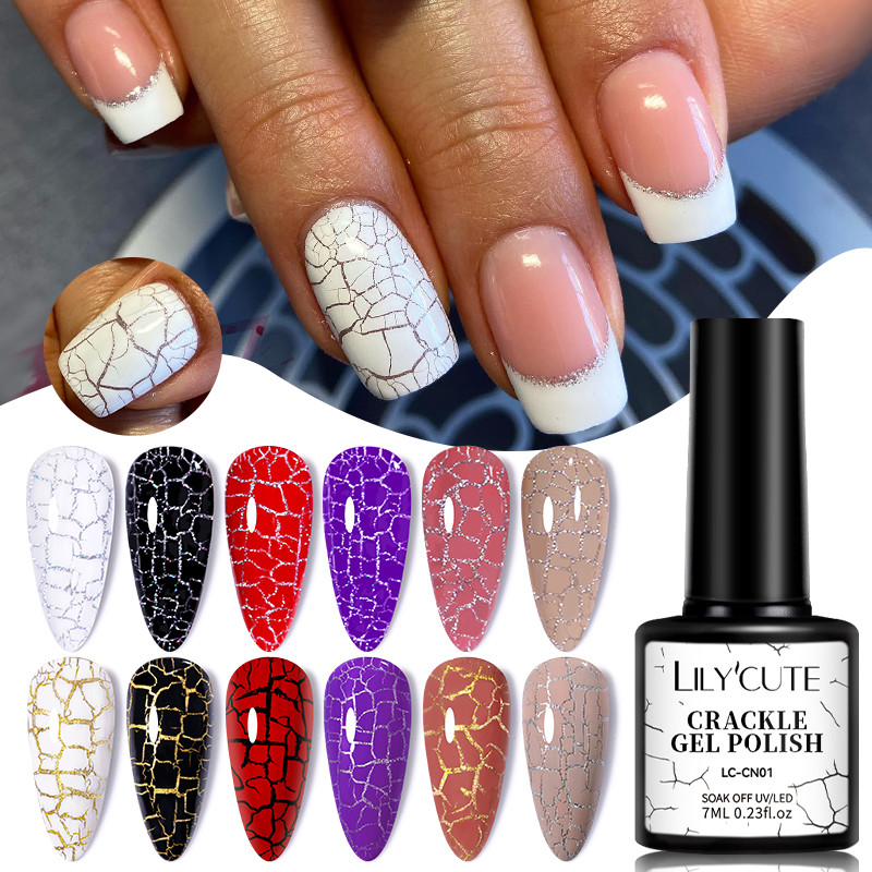 UR SUGAR Crackle เจลเล็บ Quick Natural Air Dry Marble Cracking Effect Full Coverage เล็บเล็บเจลเคลือบเงา 7ml