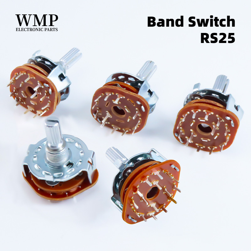 1 ชิ้น RS25 Band สวิทช์เลือกสวิทช์สวิทช์โรตารี AC125V 0.3A 2P4T 2P5T 2P6T 3P3T 3P4T