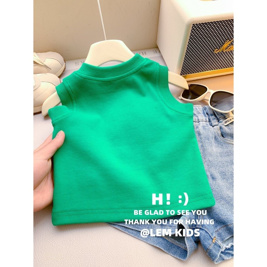 เด็กสาวแขนกุดเสื้อยืดเด็กยกทรงด้านบนยืดหยุ่นเสื้อยืดเย็บปักถักร้อยเสื้อ - รูปที่ 6