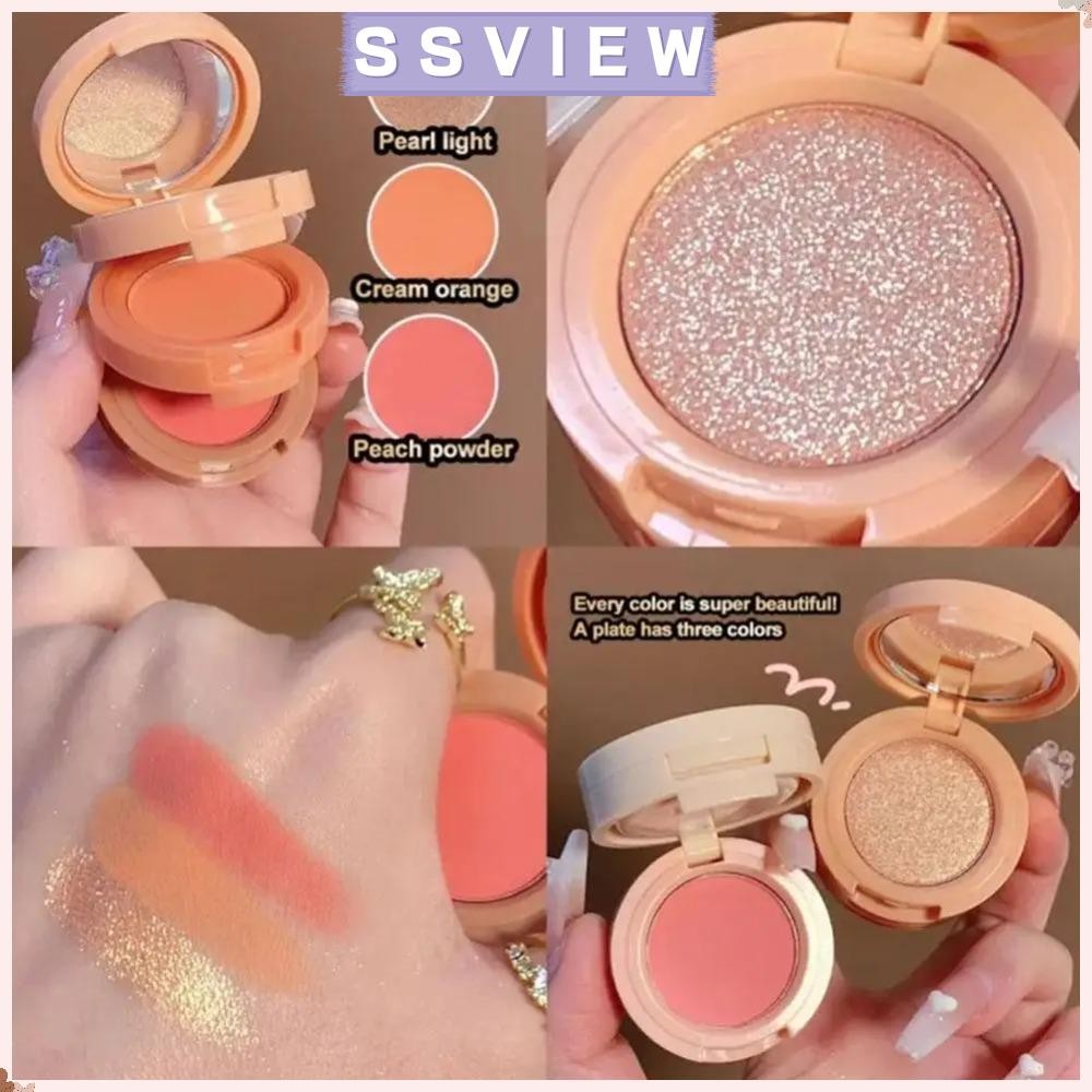 Stillsaview Blush Palette Contour, Long-Lasting Highlighter Powder Bronzer Glitter Blush, Sunset 3 I