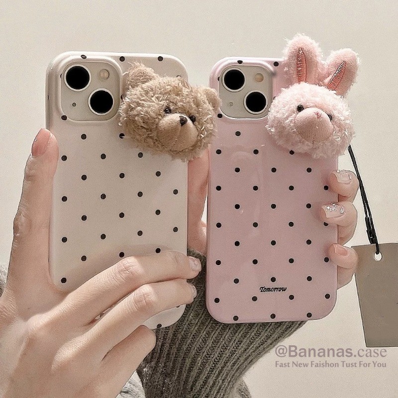 Iphone 16 15 14 13 12 11 Pro Max X Xr Xs Max 7 8 Plus SE2020 เคสโทรศัพท์น่ารัก 3D หมีกระต่ายปกอ่อน