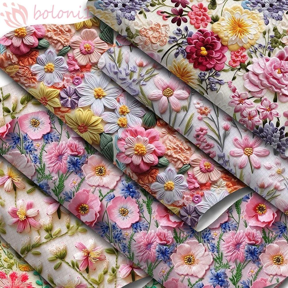 [COD] ผ้าหนังสังเคราะห์, DIY PVC Leathercraft Patchwork, ผ้าปูโต๊ะหัตถกรรมดอกไม้ดอกไม้พิมพ์ Faux เลียนแบบเย็บปักถักร้อยรองเท้าหนัง Faux