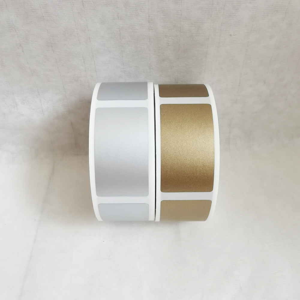 500 ชิ้น/ม้วน 23*42 มม.Golden Or Silvery Scratch Off สติกเกอร์ DIY คูปอง Daily Home เกม Scratch Card Label