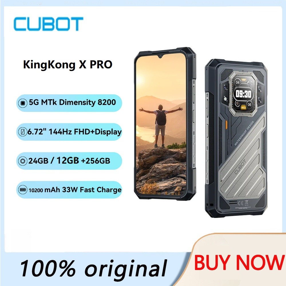 CUBOT Kingkong X PRO, สมาร์ทโฟนที่ทนทาน 5G, ขนาด 8200, 4nm, 3.1GHz, หน้าจอ 144Hz 6.72", 10200mAh, 24