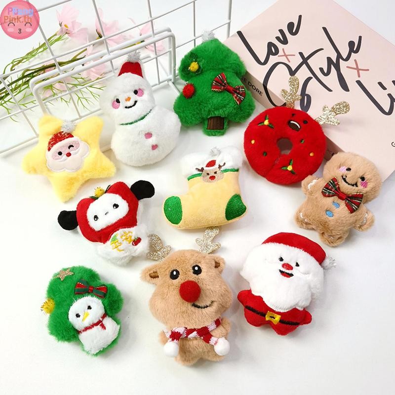 Puinkk น่ารักการ์ตูน Plush Christmas เข็มกลัดสําหรับผู้หญิงสาวเสื้อผ้า Badge Pins กระเป๋าเป้สะพายหลังอุปกรณ์ตกแต่งของขวัญ TH