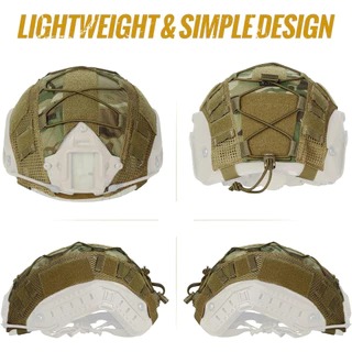Booiu FAST หมวกกันน็อคยุทธวิธีกลางแจ้งการล่าสัตว์ Airsoft หมวกกันน็อคผ้า Camo หมวกกันน็อคอุปกรณ์เสริม