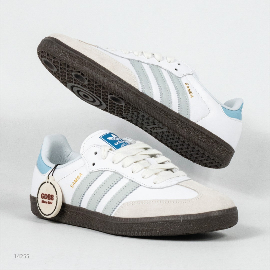 Adidas Samba OG Core White Blue Gum White Halo Blue แท้